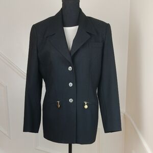 Vintage Classic Black Blazer With Gold Accents Size 6‎ (34) Great Condition